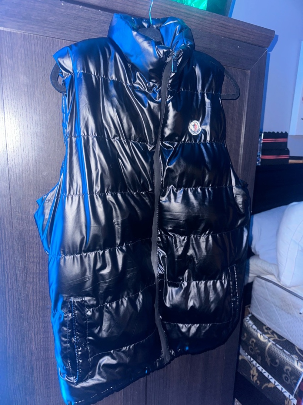 Moncler Black Shiny Quilted Puffer Vest - Picture 2 of 3